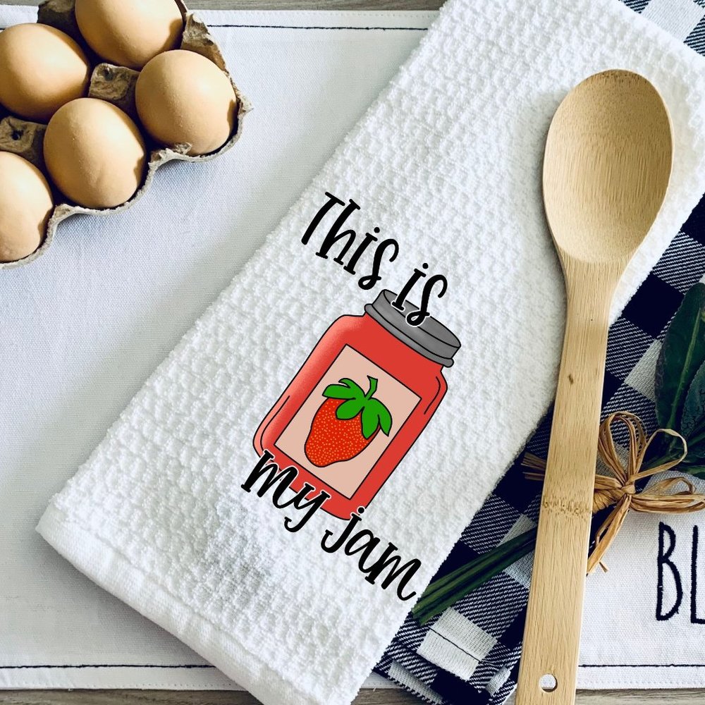 TEA TOWEL-THIS IS MY JAM KITCHEN TOWEL-FUNNY PUNNY KITCHEN TOWEL-…